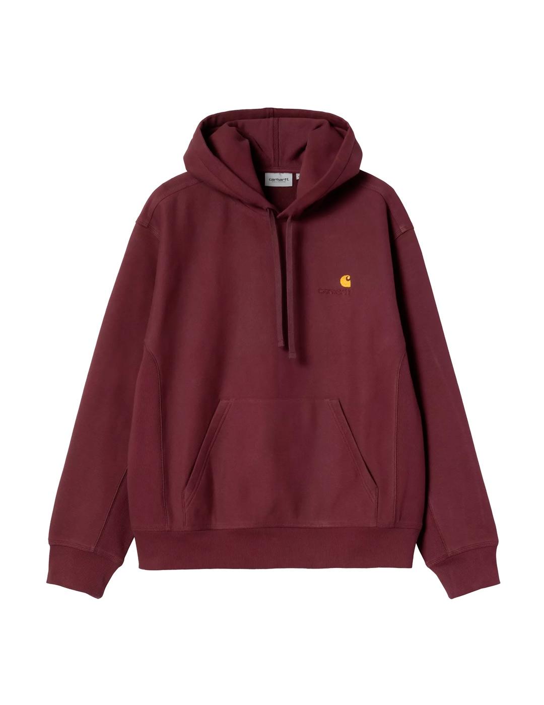 Carhartt Hooded American Script Sudadera Hombre Granate