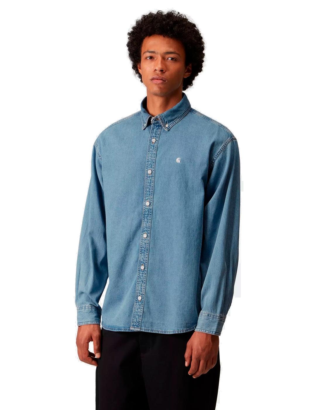 Carhartt L/S Lucas Shirt Camisa Vaquera Hombre Azul