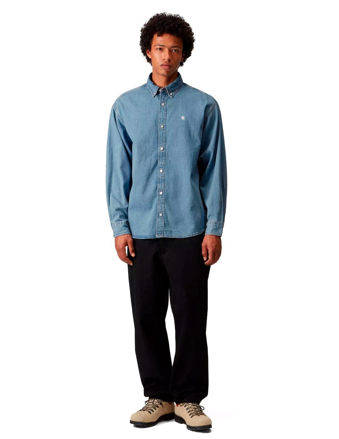 Carhartt L/S Lucas Shirt Camisa Vaquera Hombre Azul
