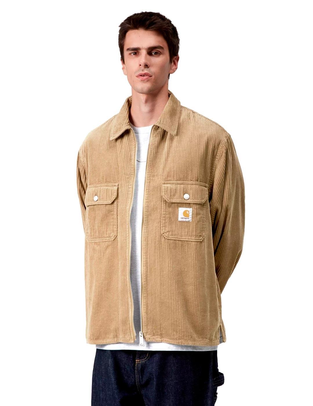 Carhartt Reynold Shirt Jac Sobrecamisa Pana Hombre Beige
