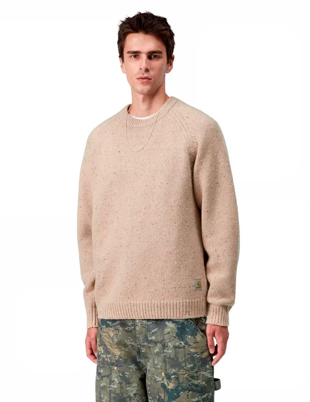 Carhartt Anglistic Sweater Jersey Hombre Beige