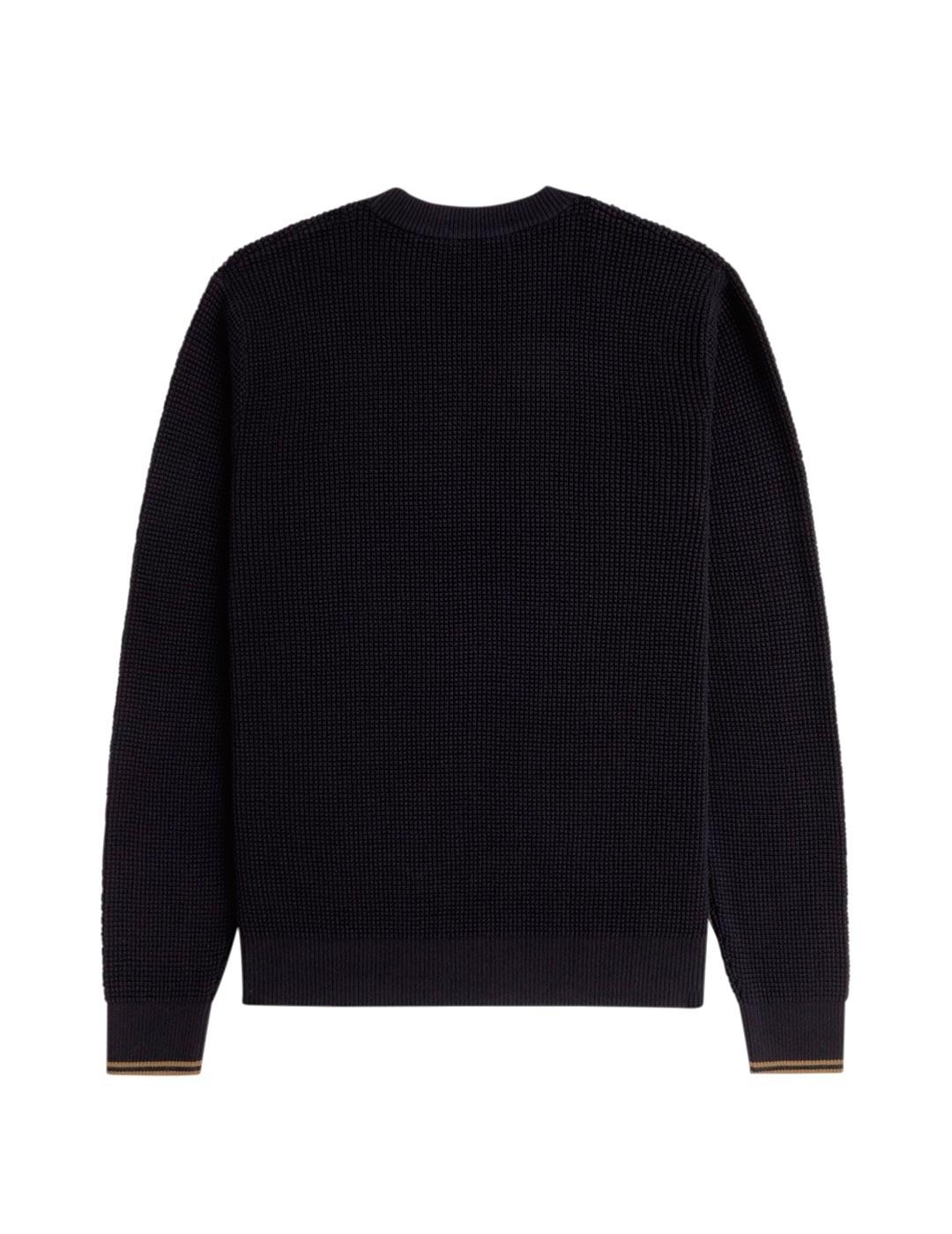 Fred Perry Waffle Stitch Jersey Hombre Negro