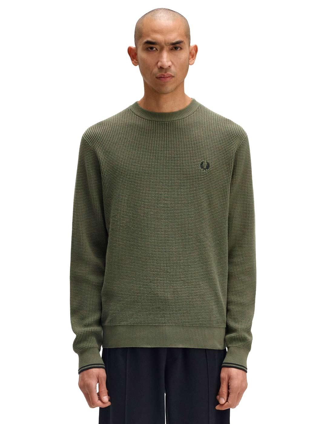 Fred Perry Waffle Stitch Jersey Hombre Verde