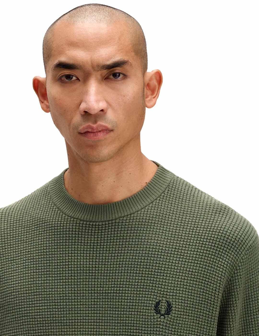 Fred Perry Waffle Stitch Jersey Hombre Verde