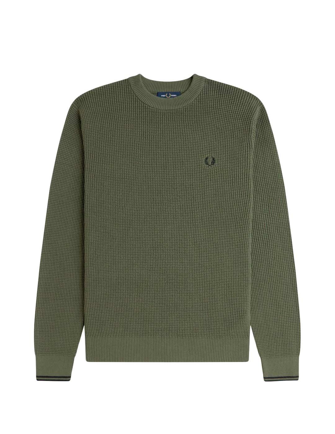 Fred Perry Waffle Stitch Jersey Hombre Verde