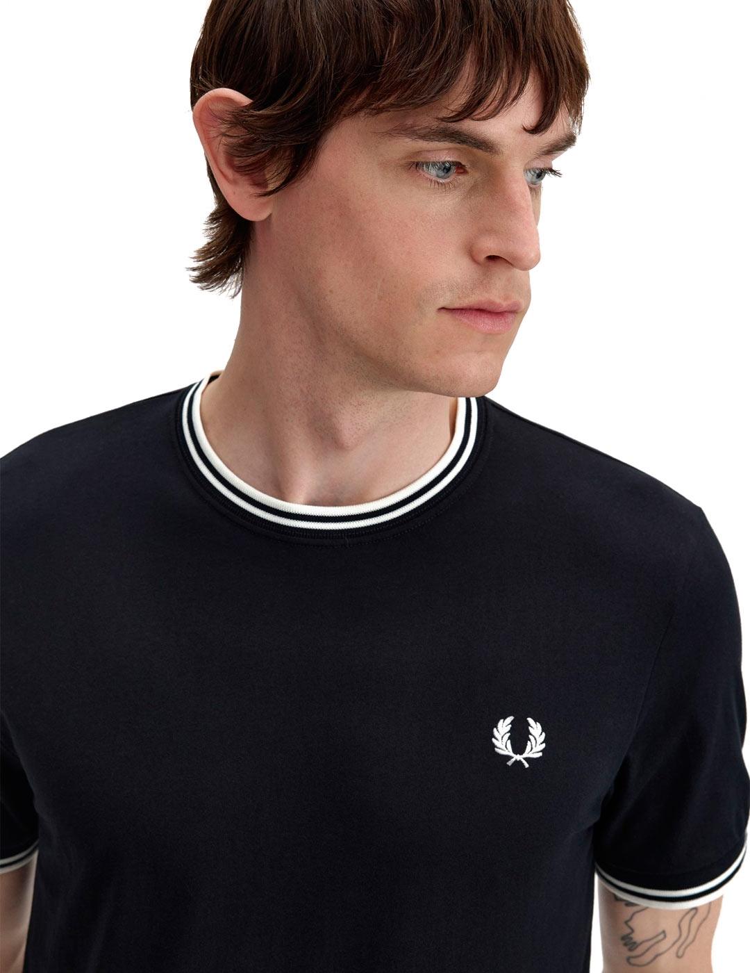 Fred Perry Twin Tipped Camiseta Hombre Negra