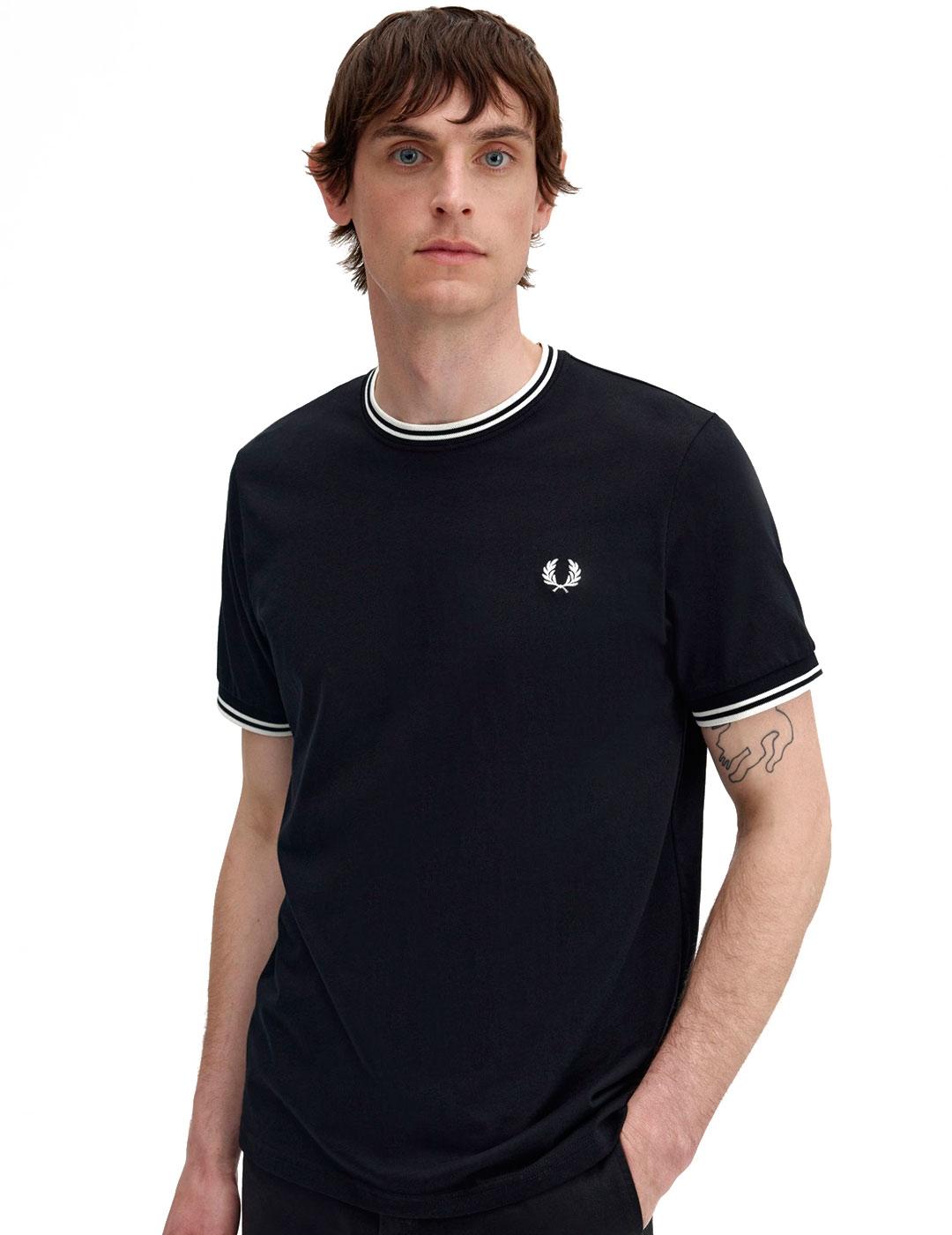 Fred Perry Twin Tipped Camiseta Hombre Negra