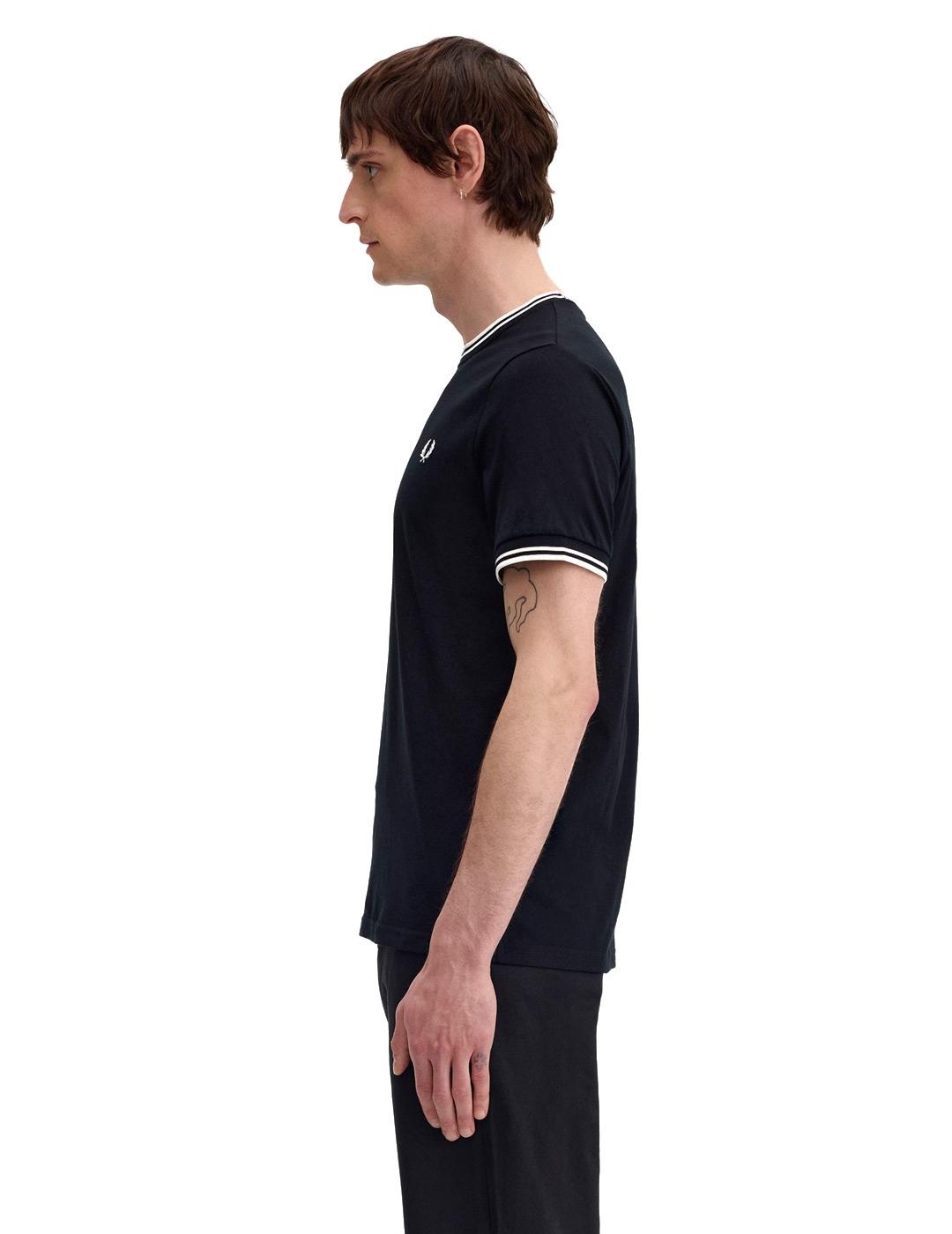 Fred Perry Twin Tipped Camiseta Hombre Negra