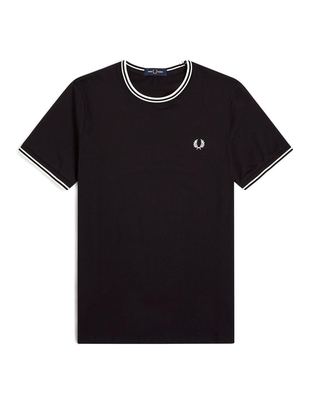 Fred Perry Twin Tipped Camiseta Hombre Negra