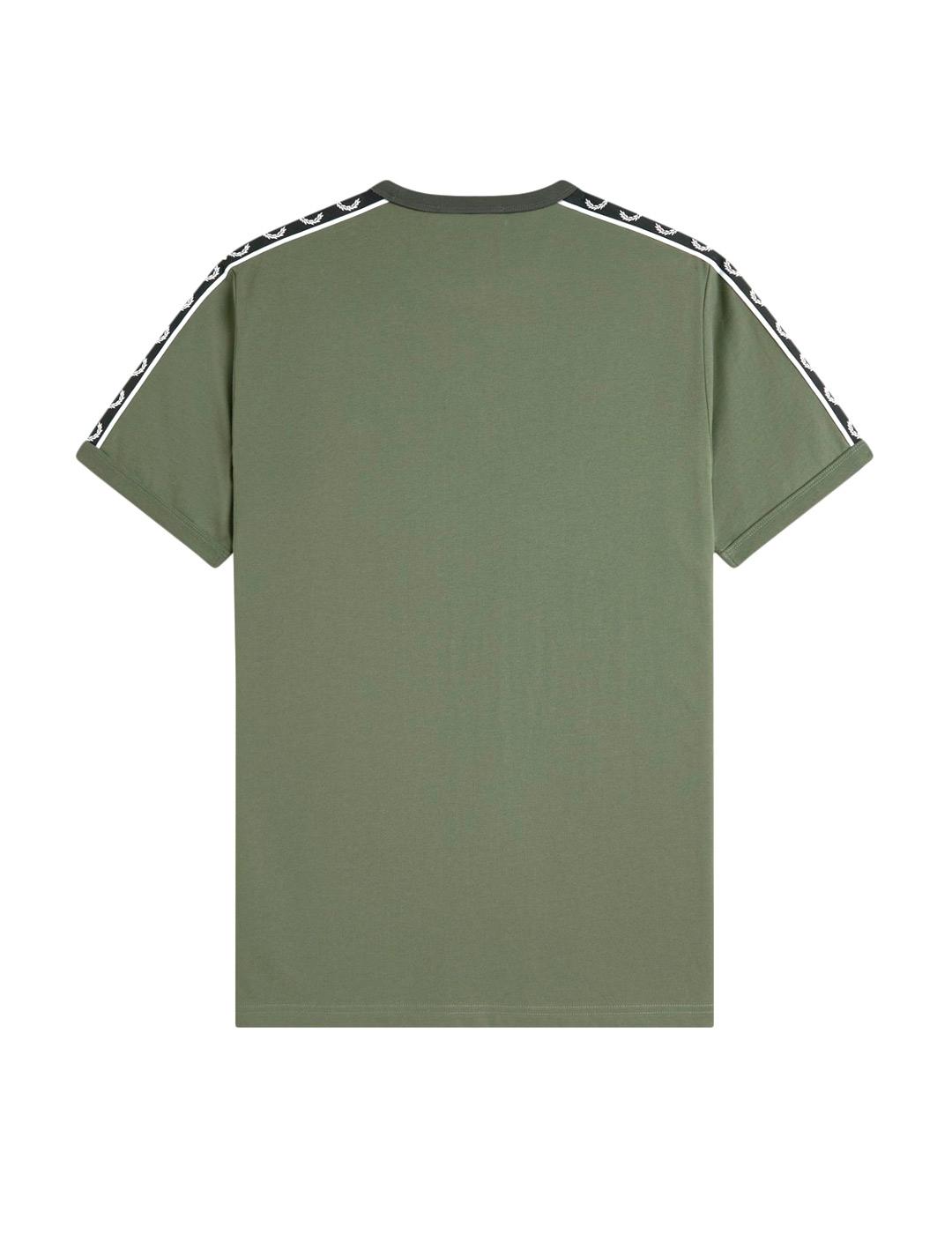 Fred Perry Contrast Tape Ringer Camiseta Hombre Verde