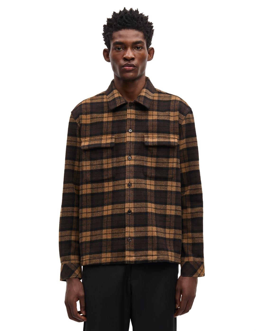 Samsoe Samsoe Sacastor Sobrecamisa Hombre Cuadros Marrón