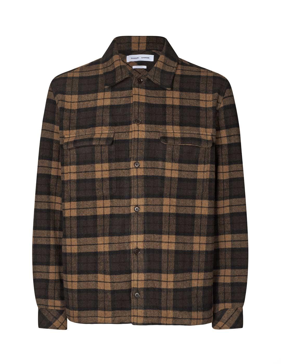 Samsoe Samsoe Sacastor Sobrecamisa Hombre Cuadros Marrón