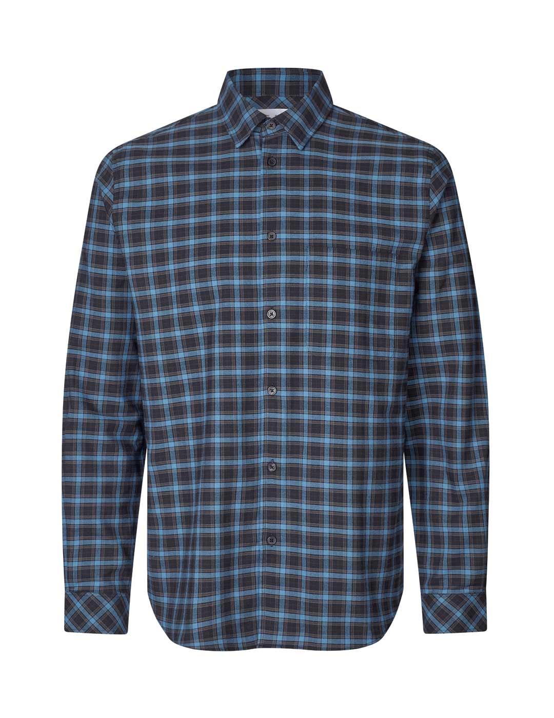 Samsoe Samsoe Saliam Camisa Hombre Cuadros Azul