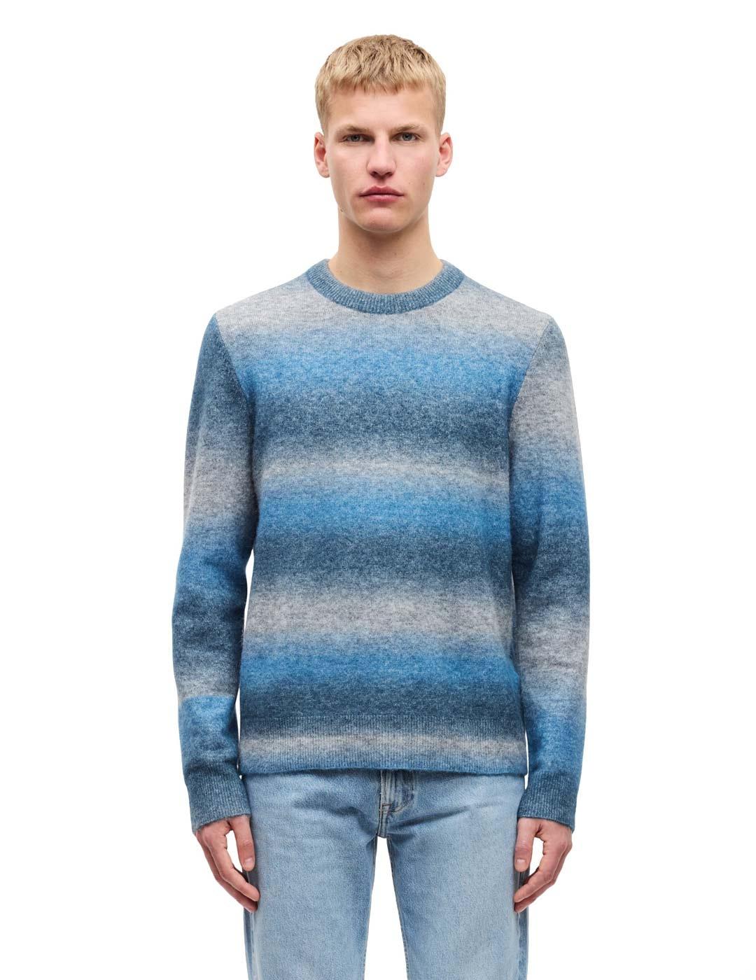 Samsoe Samsoe Aiden Jersey Hombre Azul Gris