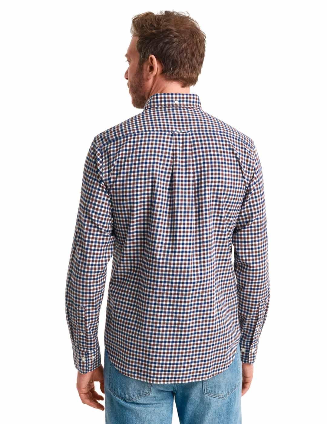Gant Camisa Hombre Cuadro Vichy Marrón Azul
