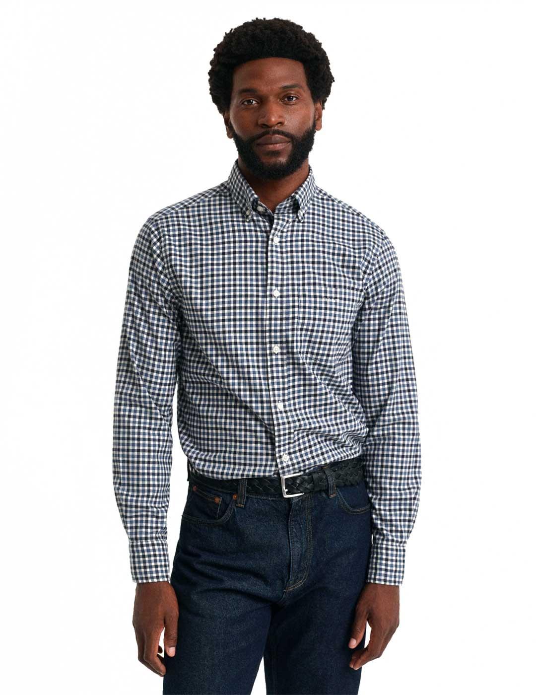 Gant Camisa Hombre Cuadro Vichy Azul