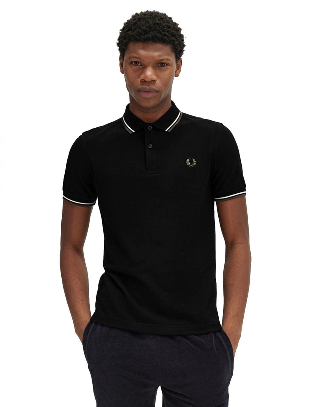 Fred Perry M3600 Polo Hombre Franjas Negro