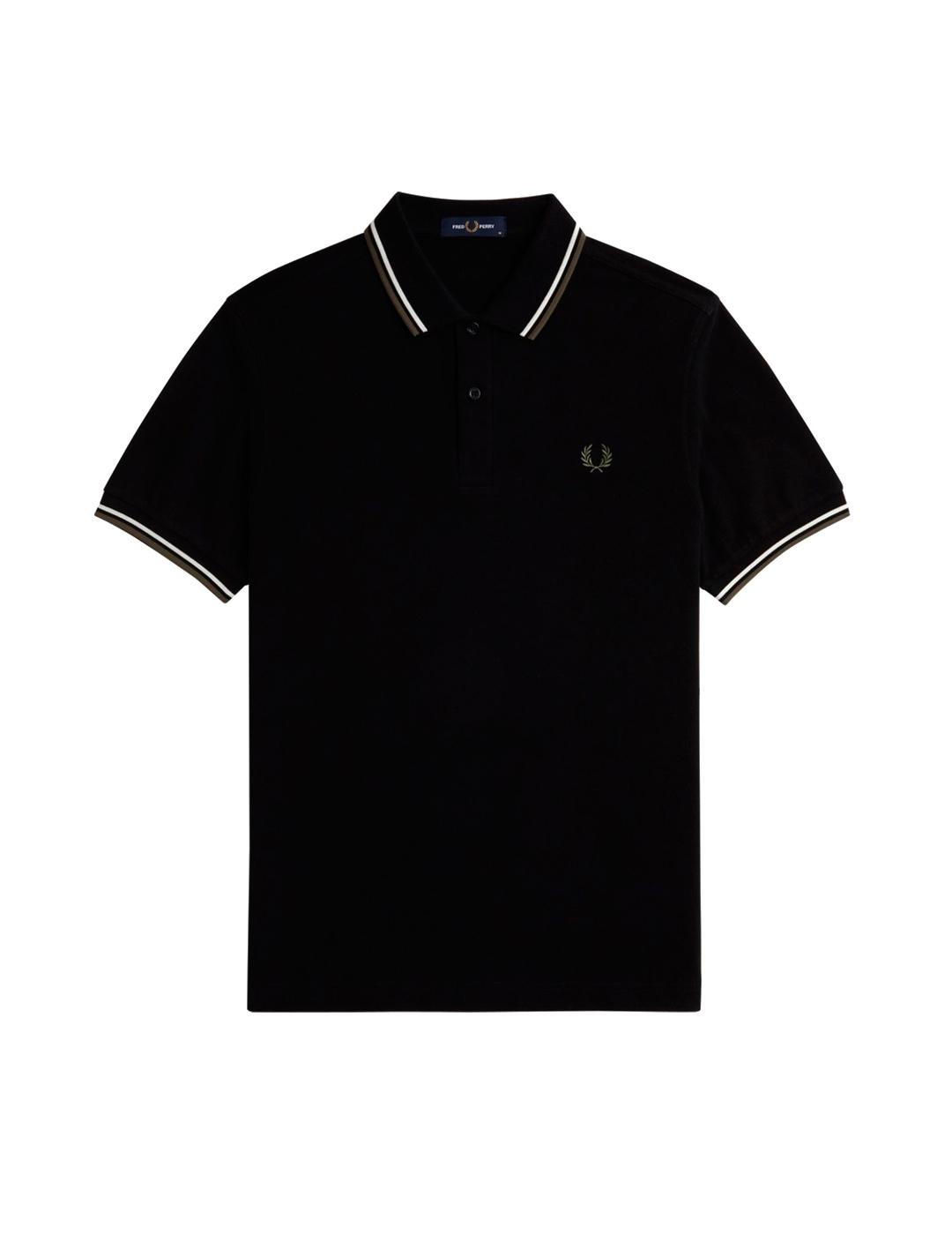 Fred Perry M3600 Polo Hombre Franjas Negro