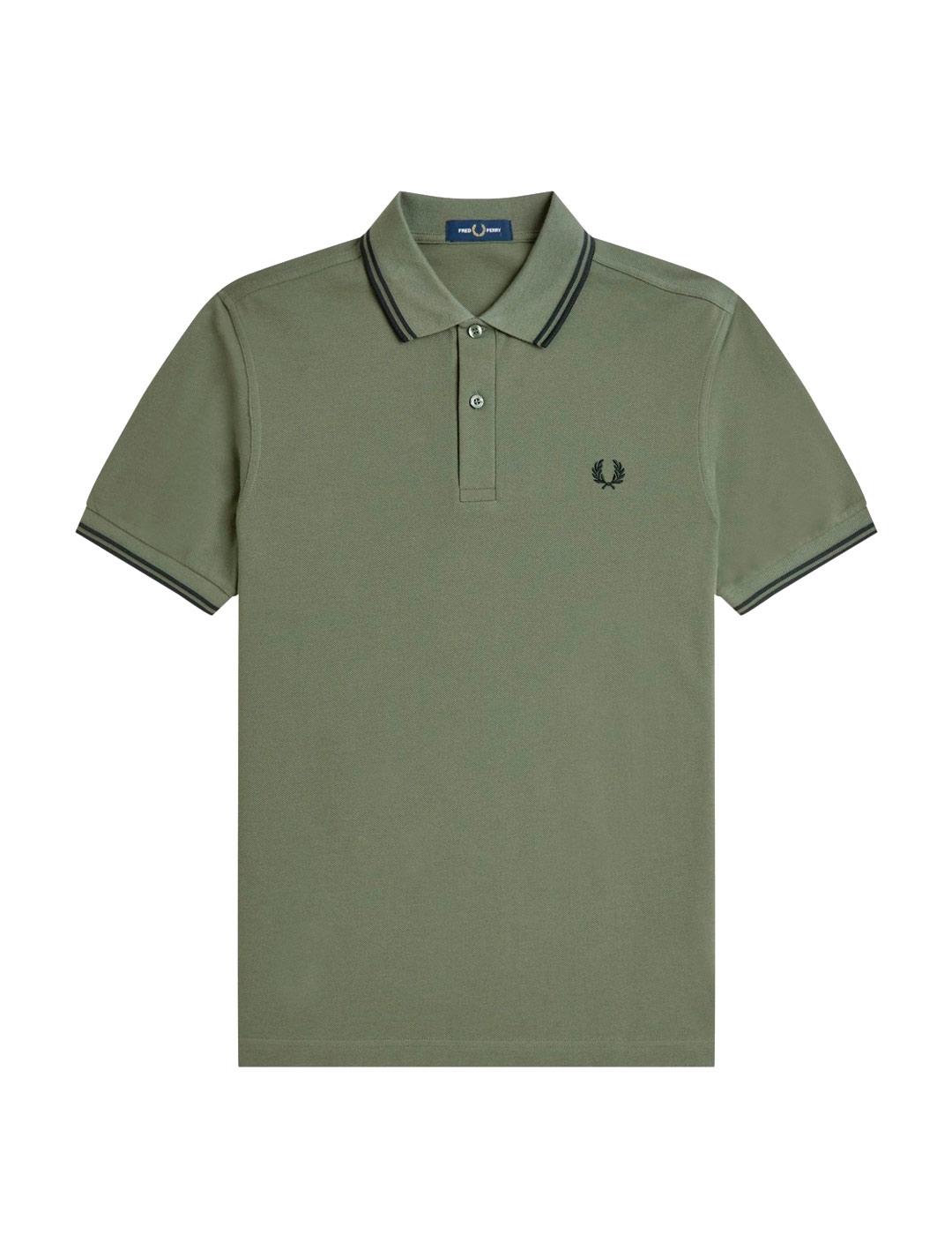 Fred Perry M3600 Polo Hombre Franjas Verde