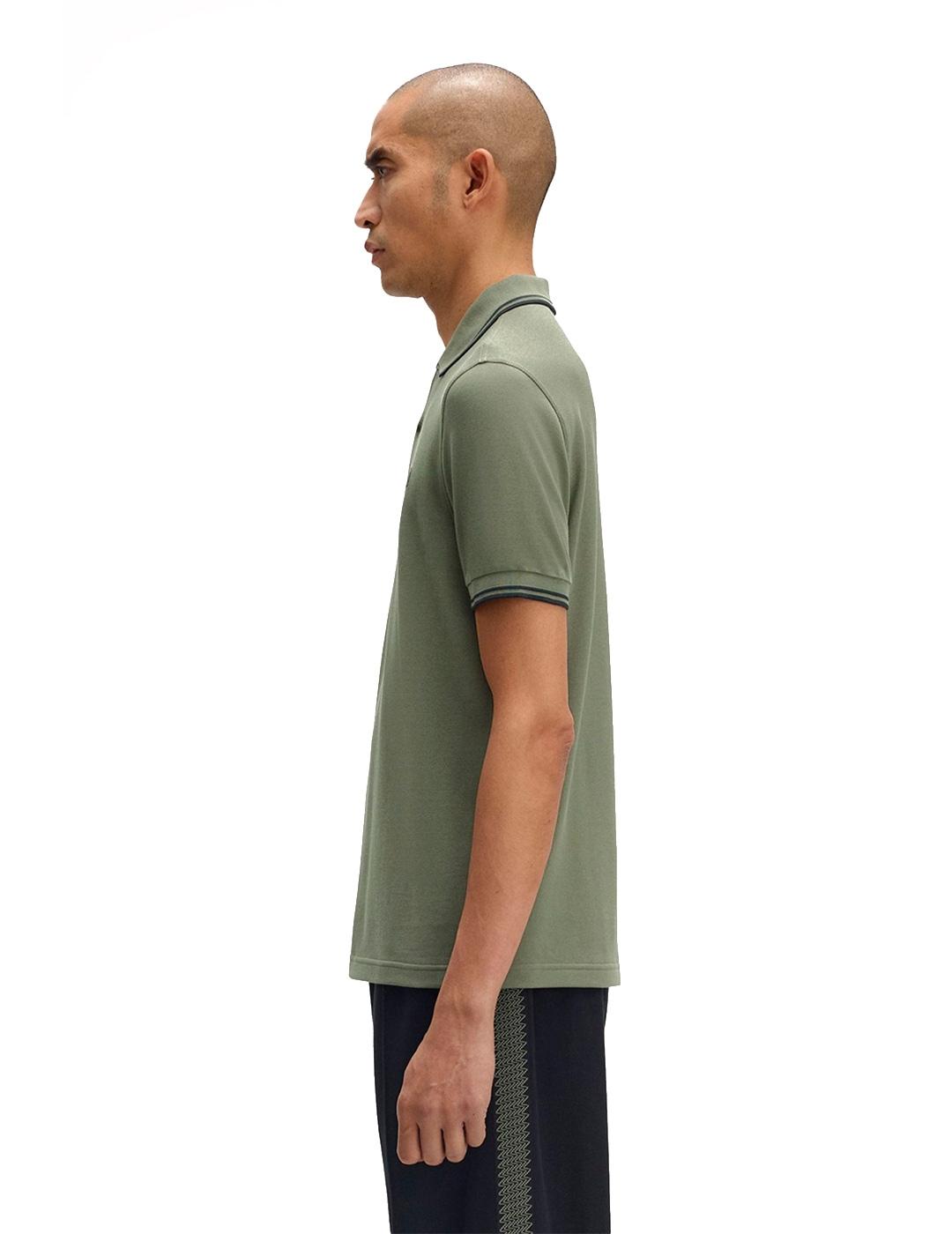 Fred Perry M3600 Polo Hombre Franjas Verde
