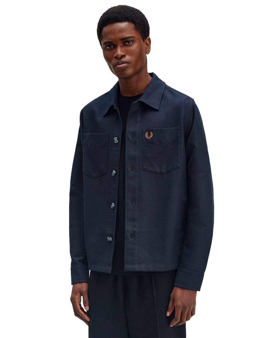 Fred Perry Sobrecamisa de Sarga Azul Marino