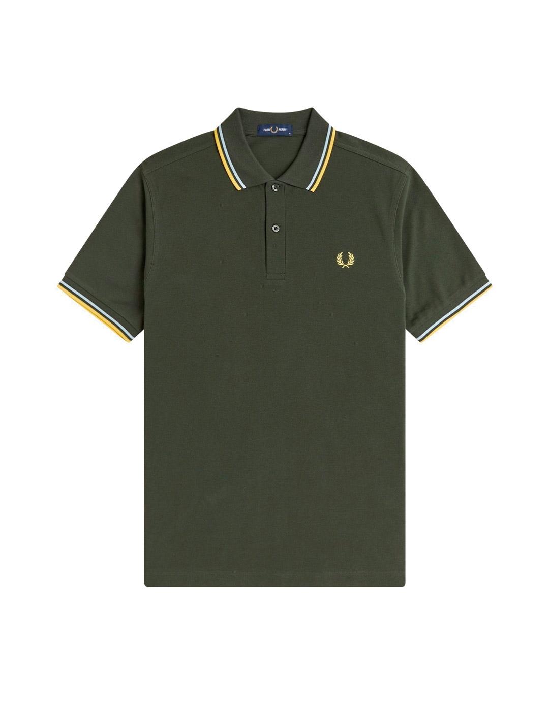 Fred Perry M3600 Polo Franjas Hombre Verde Fred Perry para Hombre ...