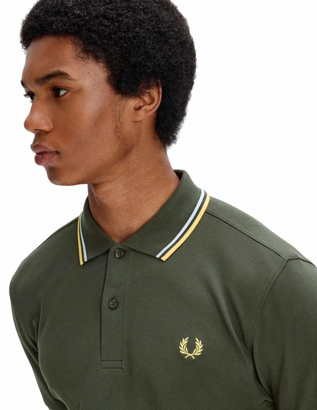 Fred Perry M3600 Polo Franjas Hombre Verde Fred Perry para Hombre ...
