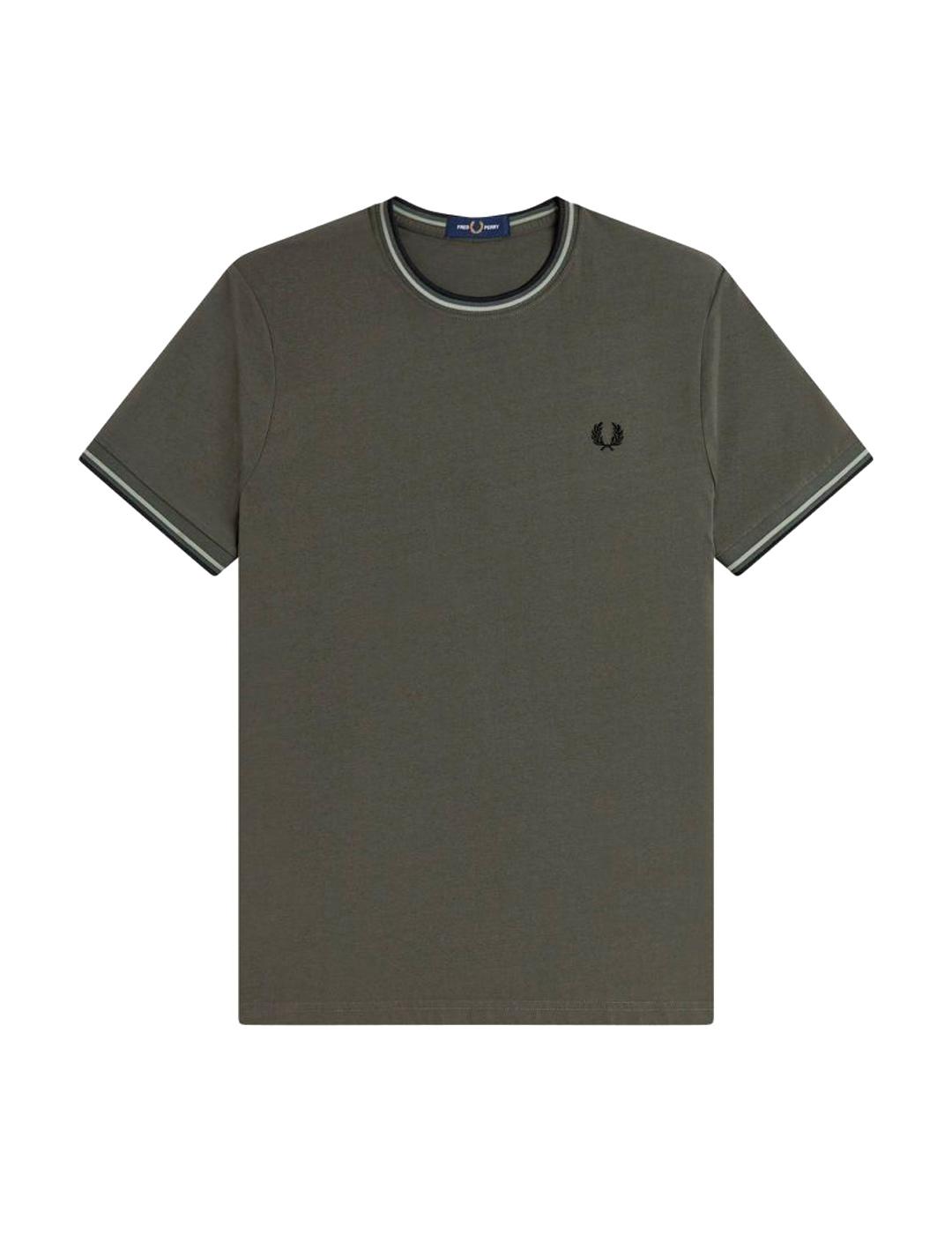 Fred Perry M1588 Camiseta Franjas Hombre Verde Fred Perry para Hombre ...