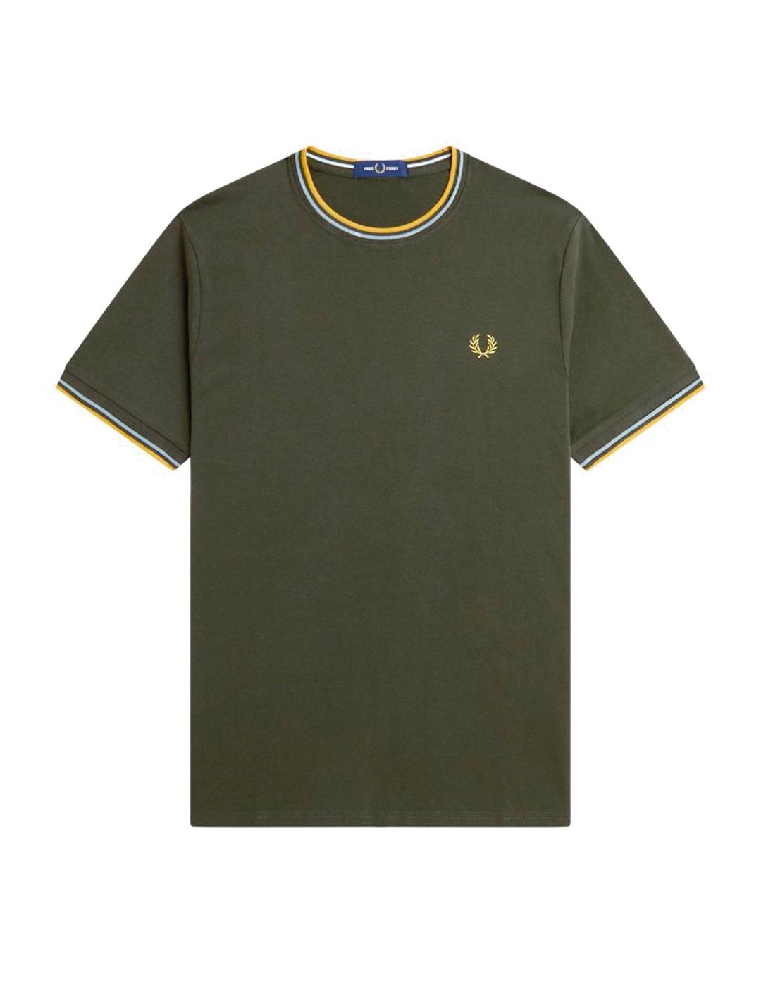 Fred Perry M1588 Camiseta Franjas Hombre Verde Fred Perry para Hombre ...