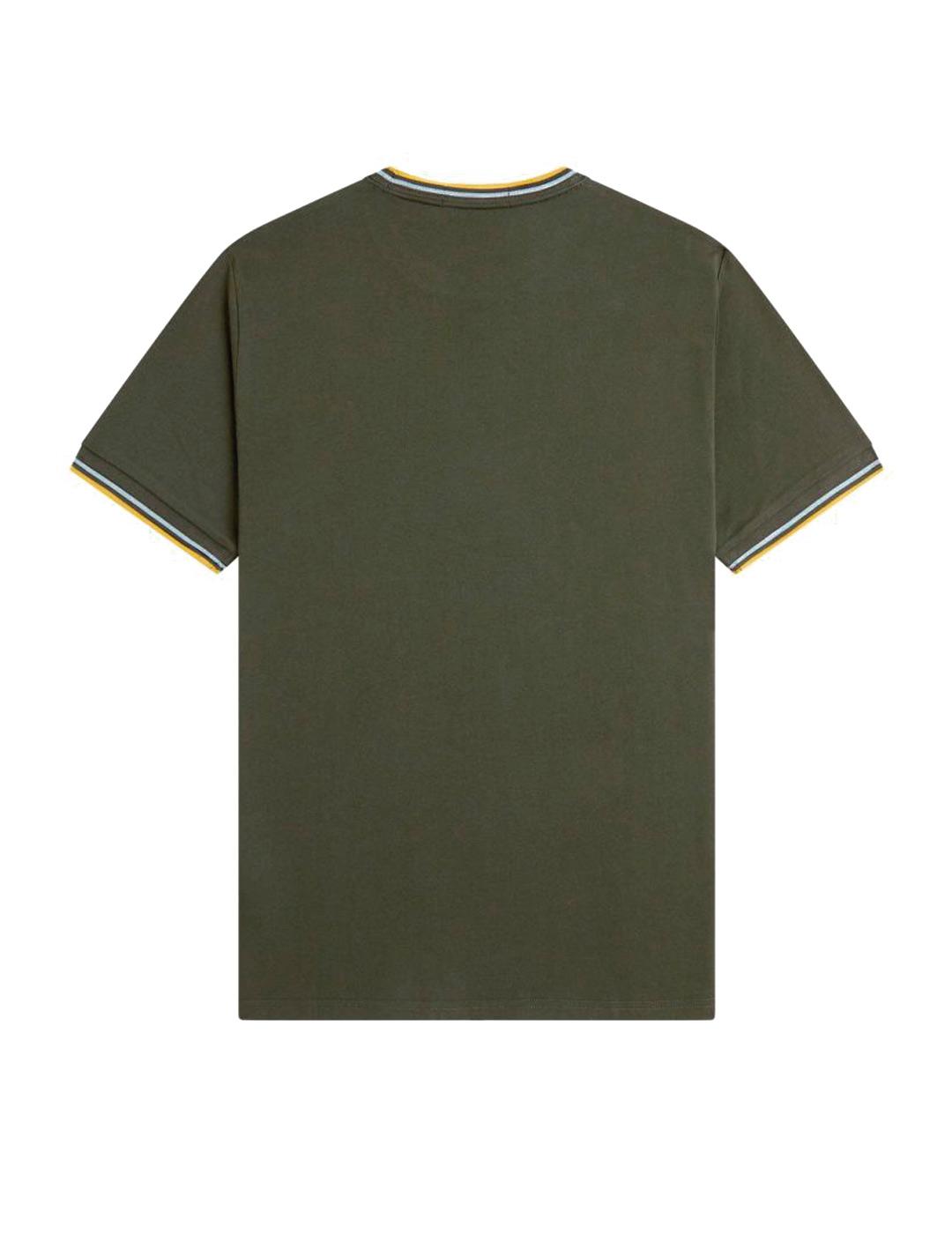 Fred Perry M1588 Camiseta Franjas Hombre Verde Fred Perry para Hombre ...